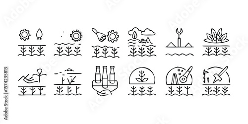 Sustainable Agriculture and Soil Regeneration Mega Set Illustration Featuring a Cat Ideal for Eco Friendly Designs on transparent background This illustration features mega set related sustainable