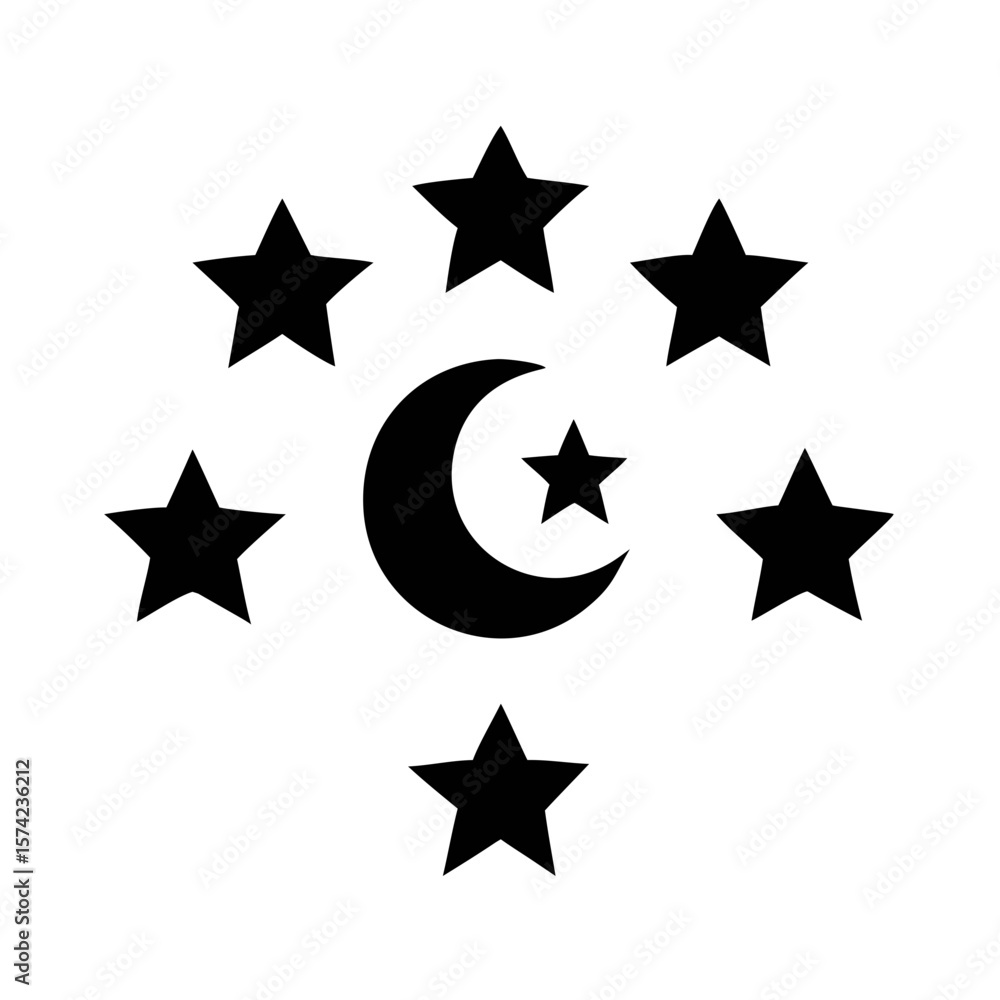 Obraz premium Celestial Bodies Crescent Moon and Star Arrangements