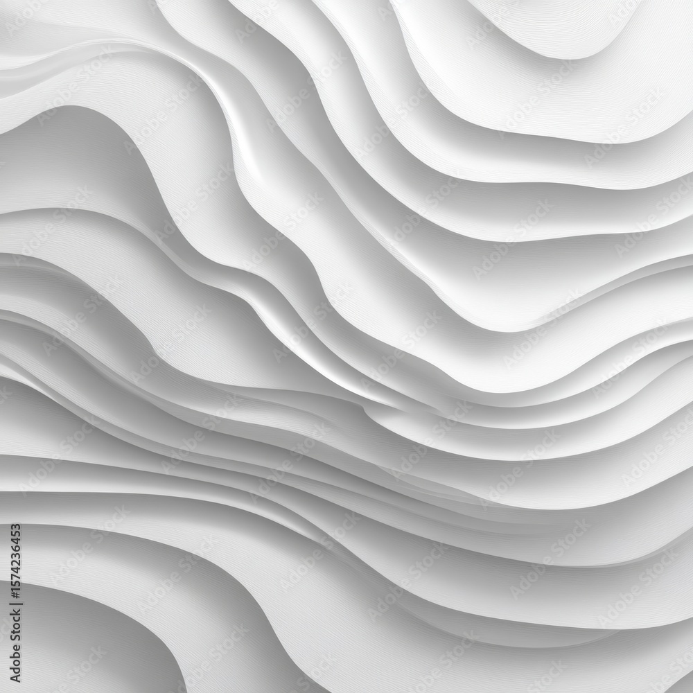 Fototapeta premium Abstract White Paper Layers with Soft Curves and Flowing Shapes