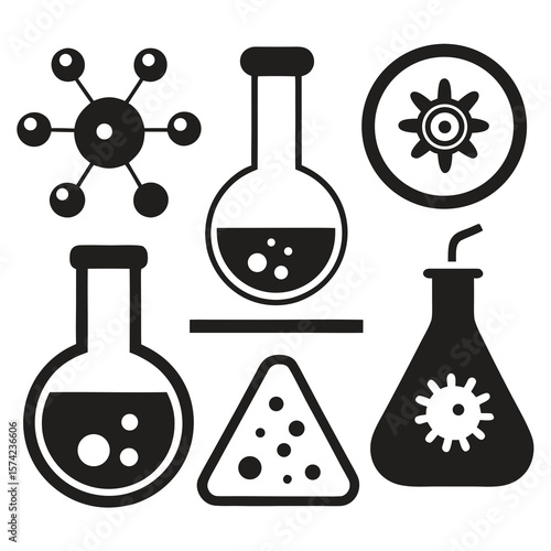 Science lab equipment and molecular structures laboratory