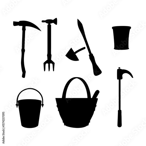 Farm tools hoe sickle ax agriculture farming