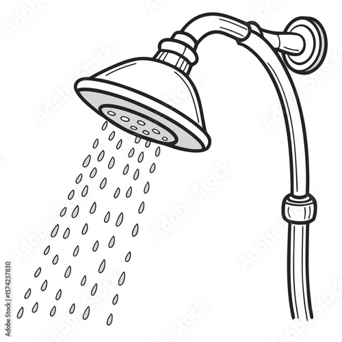Shower head with falling water drops bathroom