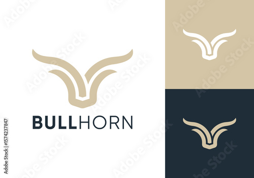 abstract line horns head bull logo vector design