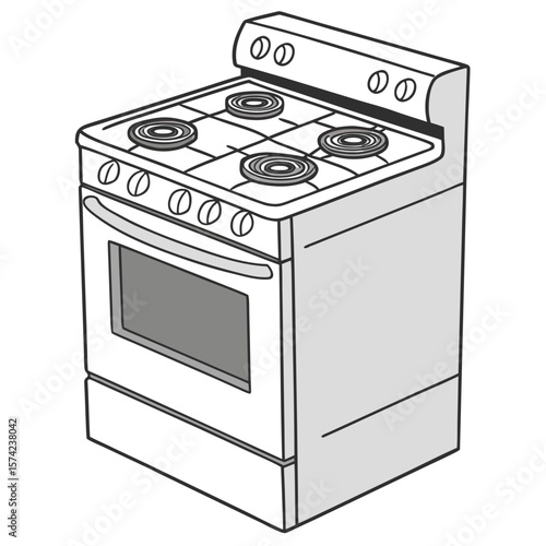 White electric stove with four burners and oven kitchen appliance