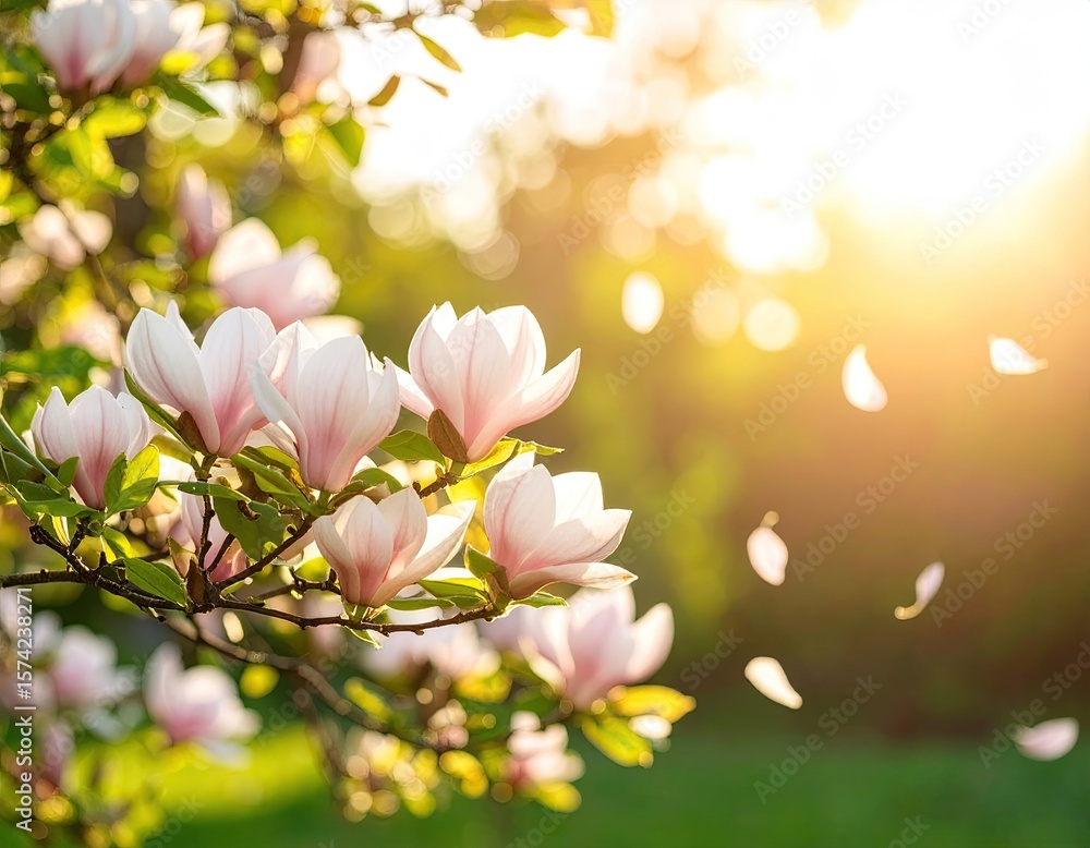 Obraz premium Blossoming magnolia tree in sunlight (2)