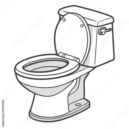 White toilet with open lid bathroom plumbing