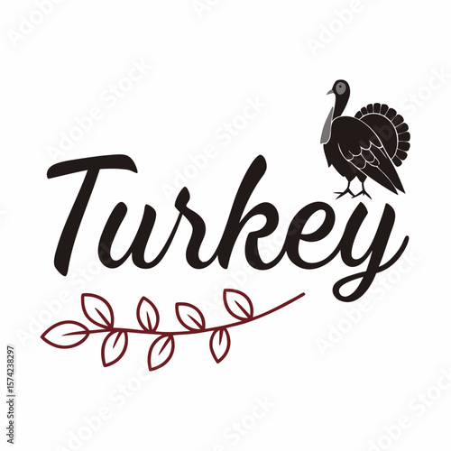 Black turkey with text and leaves bird poultry