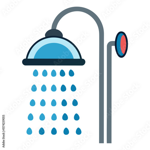 Shower head with falling water droplets bathroom hygiene