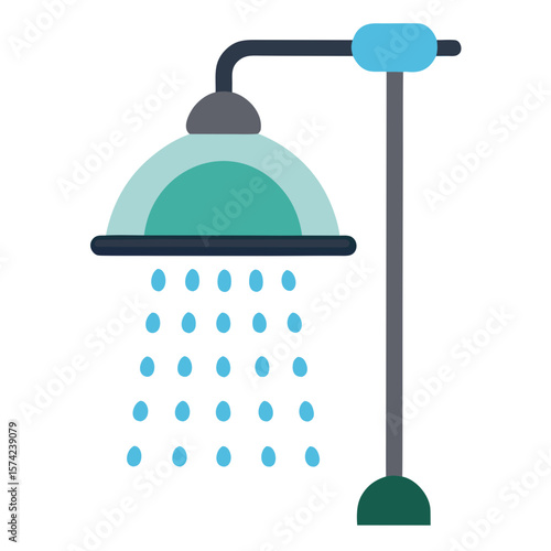 Shower head with falling water droplets plumbing bathroom