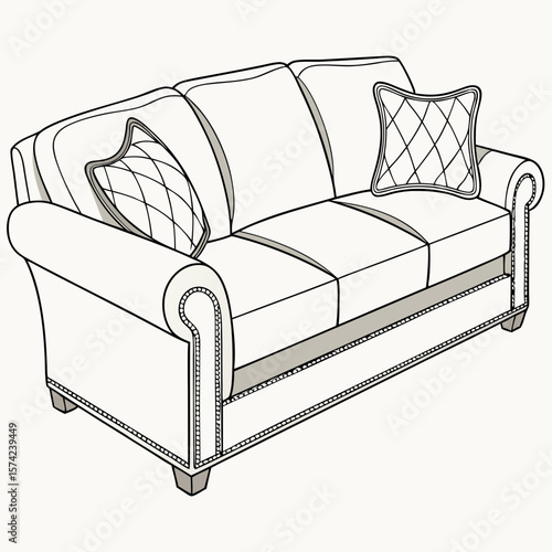 Elegant upholstered sofa with decorative pillows couch furniture