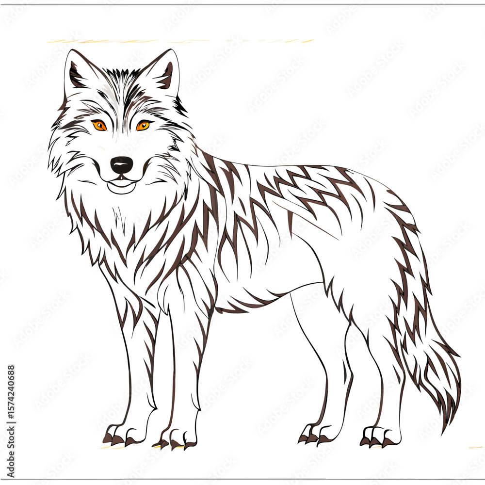 Obraz premium Fierce wolf with striking amber eyes and dark markings animal wildlife