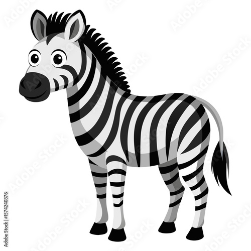Cartoon zebra with black and white stripes animal wildlife
