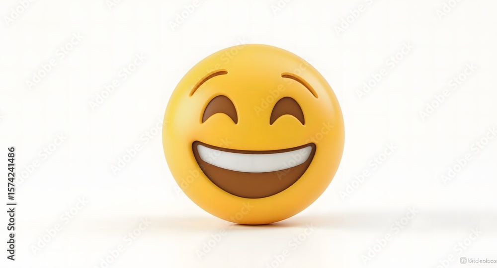Fototapeta premium Happy Emoji Face, Joyful Expression