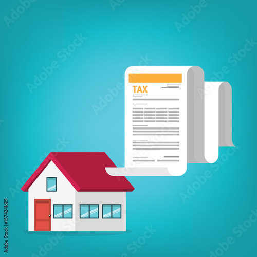 House tax papers. Real estate document, home, mortgage documents. House contract. Vector illustration