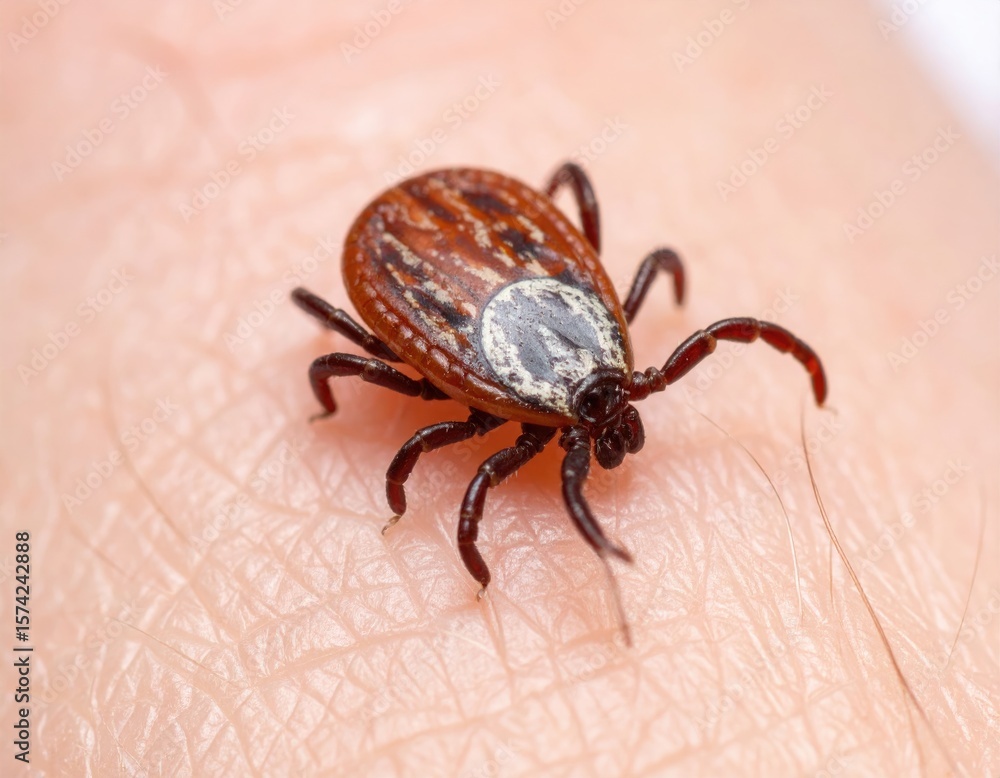 Close-up tick on human skin Close-up tick on human skin