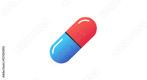 A vibrant and modern illustration of a medical capsule pill on a clean white backdrop