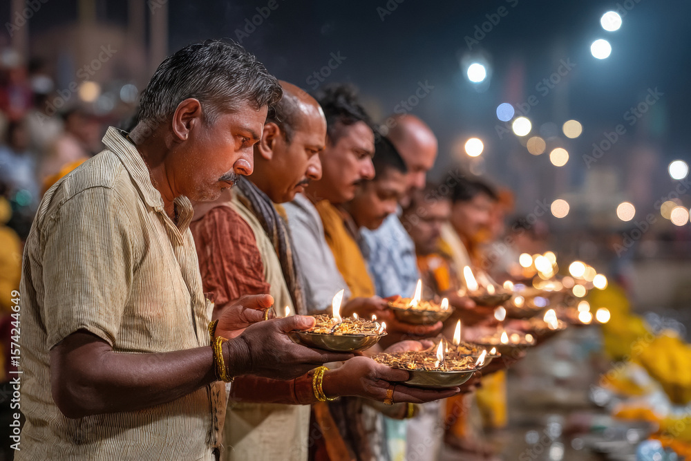 Obraz premium ganga aarati at varanasi