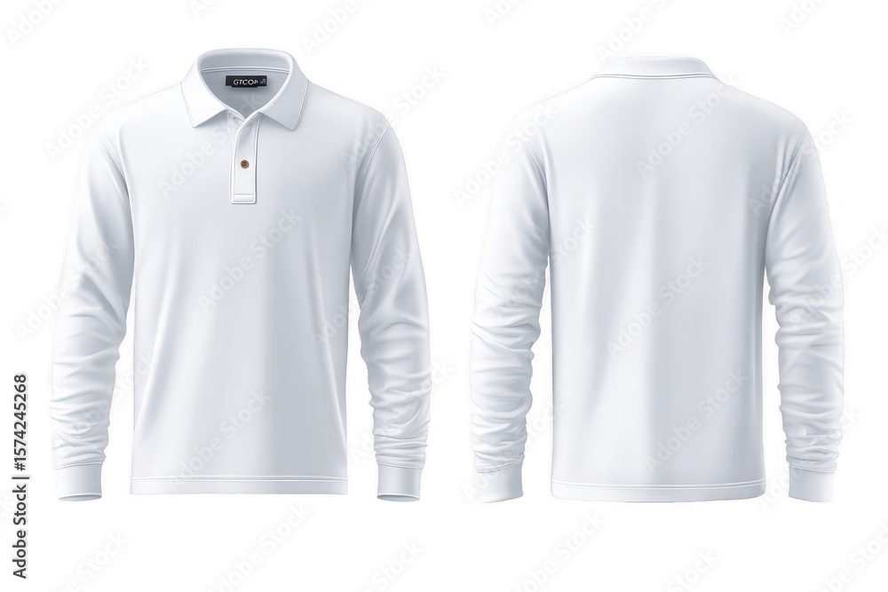 Front and back view of a white polo shirt (3) Front and back view of a white polo shirt (3)