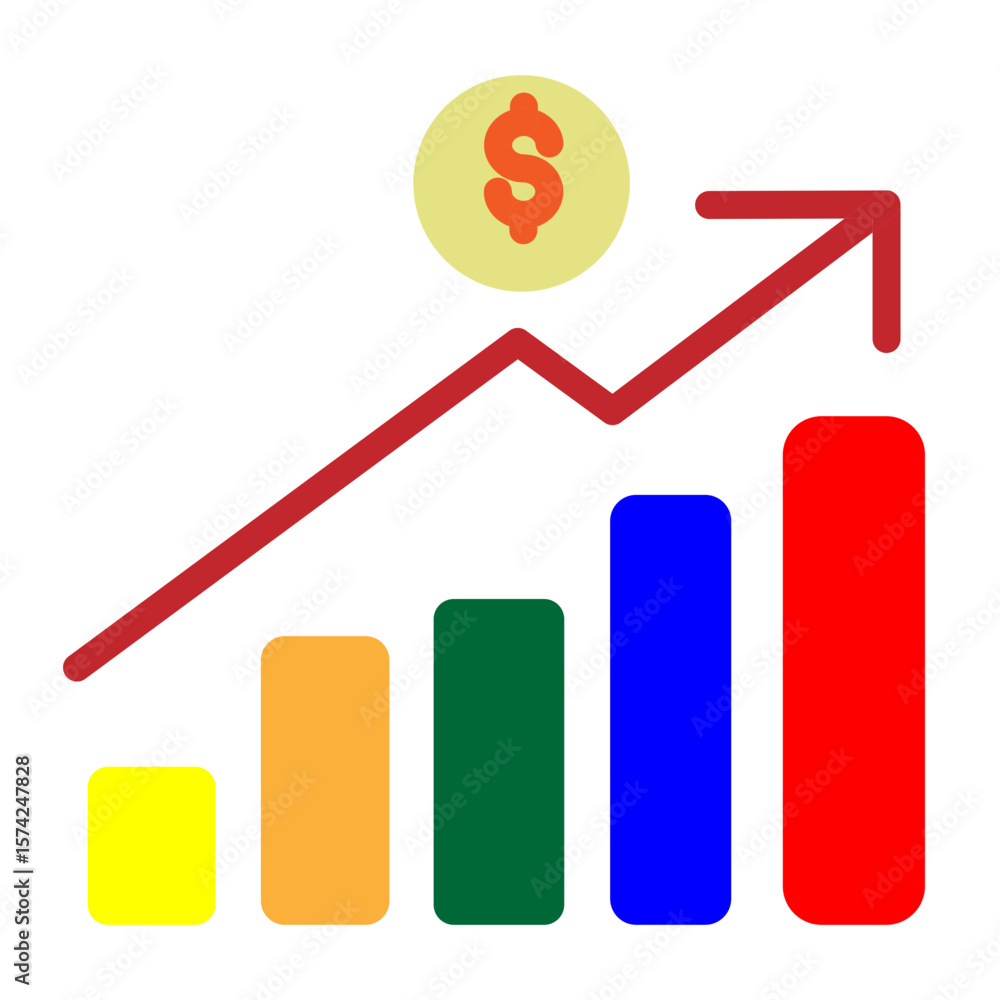Growth Chart Vector Flat Icon Design Growth Chart Vector Flat Icon Design