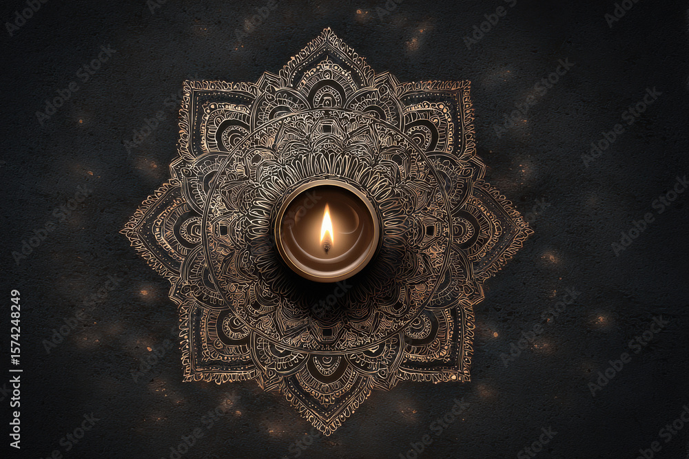 Fototapeta premium mandala design with oil lamp