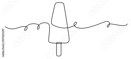 continuous line art of a melting ice cream. vector illustration of ice cream
