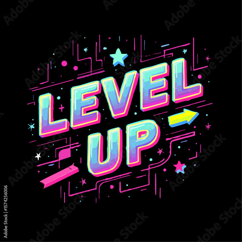  it’s time to Level Up. This clean, bold typography design is perfect for gamers, fitness junkies, entrepreneurs, and anyone chasing self-improvement. Great for t-shirts, hoodies, mugs, and stickers.