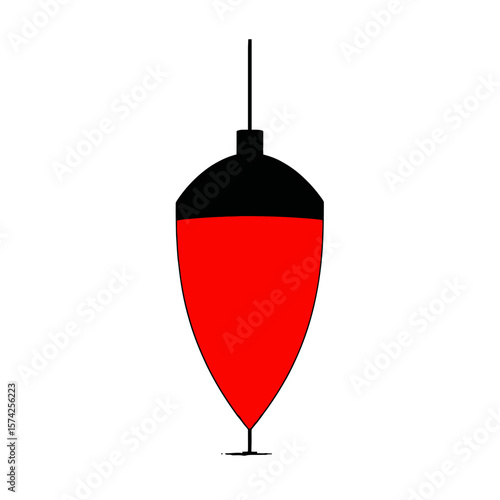 Fishing bobber floats brightly upward isolated closeup graphic