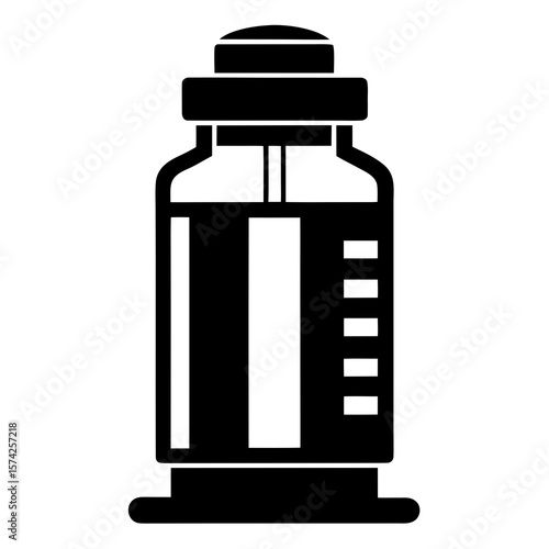 vaccine vial structure vector silhouette black on white background