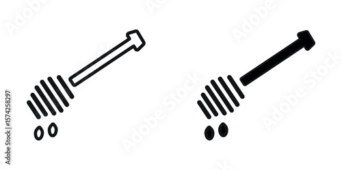 Honey dipper stick with dripping honey icon for app and website png and vector illustration on transparent background