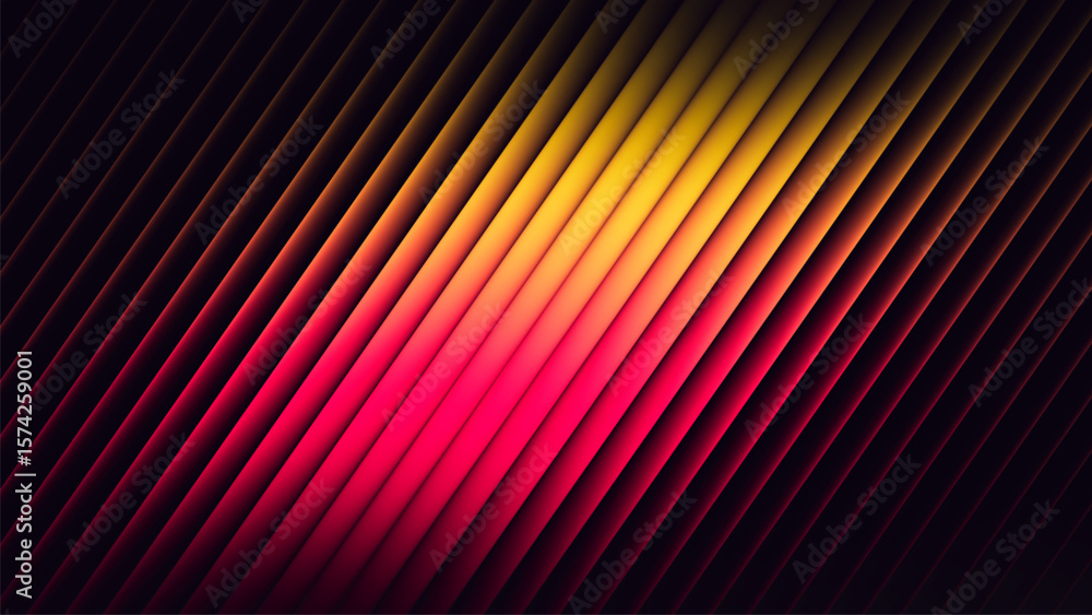 Summer sunset glow with vibrant gradient light with fractal glass effect and illuminated with warm blending glowing tones. Vibrant sunset glowing through geometric structural glass. Vector background