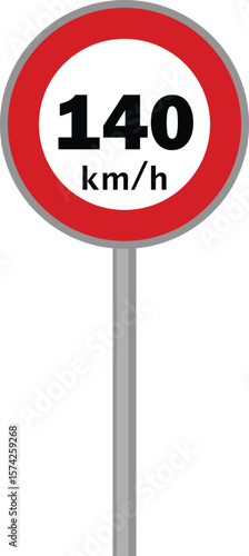Speed Limit Sign 140 km/h
