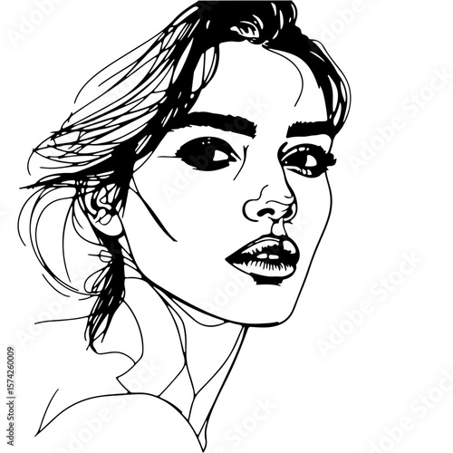 Elegant Minimalist Line Art Portrait of a Beautiful Woman