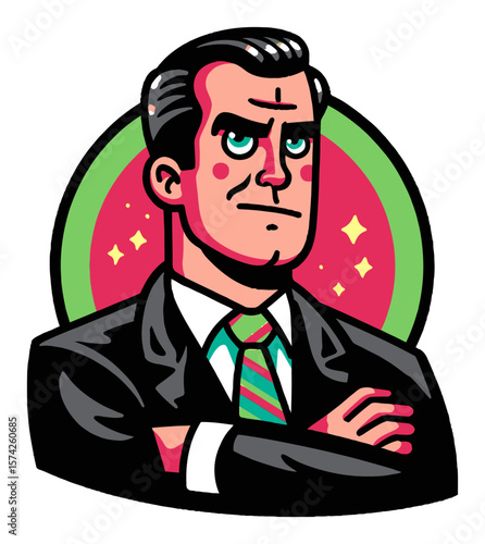 Cartoon Character with Stylish Attire and Distinct Facial Features