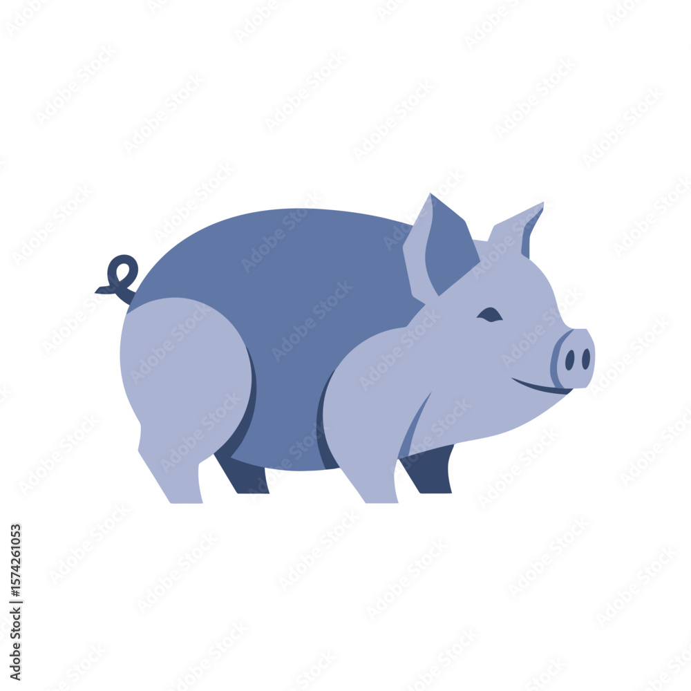 Obraz premium Stylized Pig Illustration: Farm Animal Icon