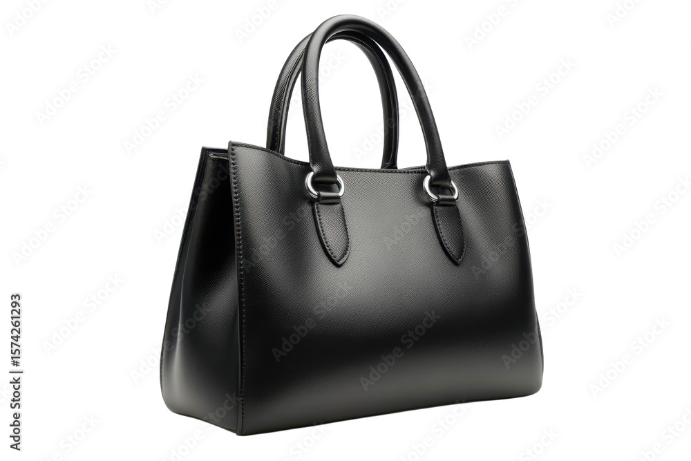 Chic Black Leather Tote Bag Designer Handbag Minimalist Style Luxury Fashion Accessory Isolated on Chic Black Leather Tote Bag Designer Handbag Minimalist Style Luxury Fashion Accessory Isolated on