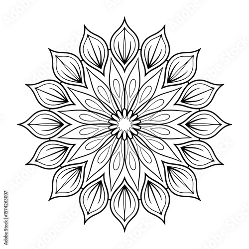 a black and white beautiful mandala flower coloring page