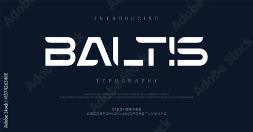 Baltis alphabet, wide bold font for powerful dynamic lettering, swift automotive logo, energetic daring headline, car racing branding. Vector typeset