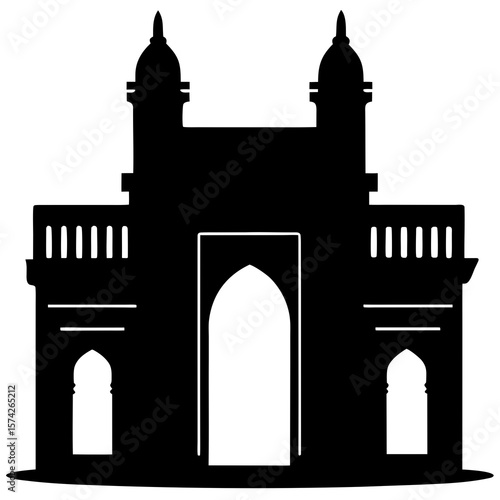 gateway of india mumbai black silhouette illustration