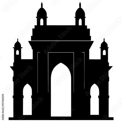 gateway of india mumbai black silhouette illustration
