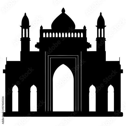 gateway of india mumbai black silhouette illustration