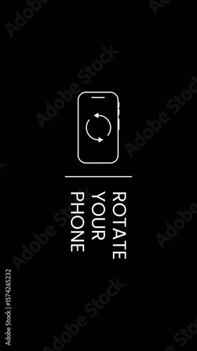 Vertical video animation rotate your phone from vertical to horizontal orientation on Black background. 4K Video