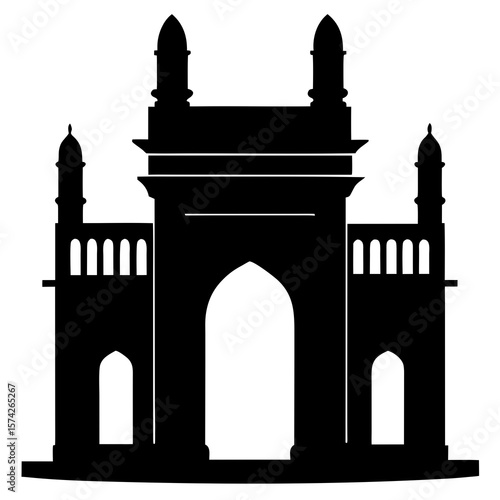 gateway of india mumbai black silhouette illustration