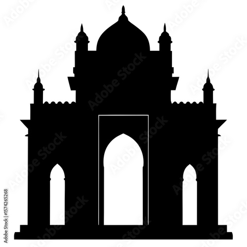gateway of india mumbai black silhouette illustration