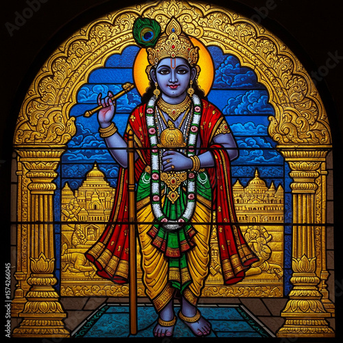 Lord Krishna in Vibrant Sta...