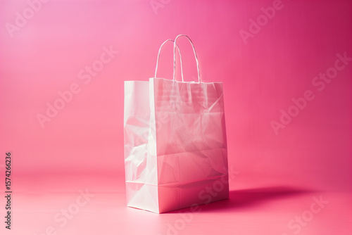 Pink Shopping Bag on Pink Background