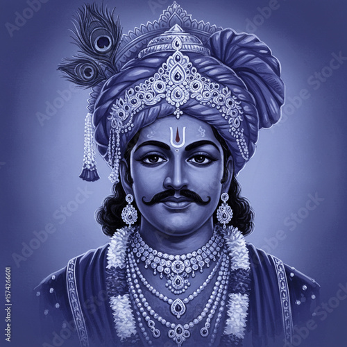 Regal Blue-Toned Portrait o...