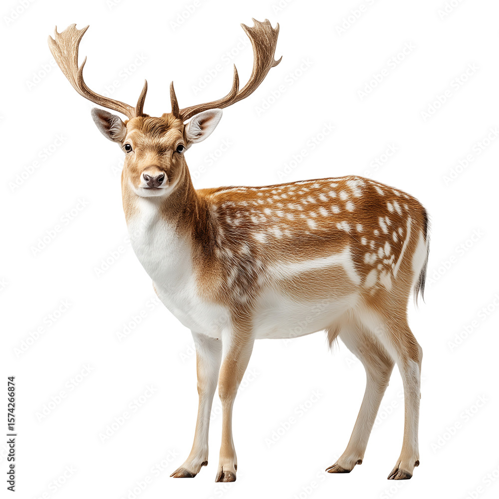 Obraz premium Fallow deer stag standing wildlife animal nature mammal antlers isolated on transparent background 