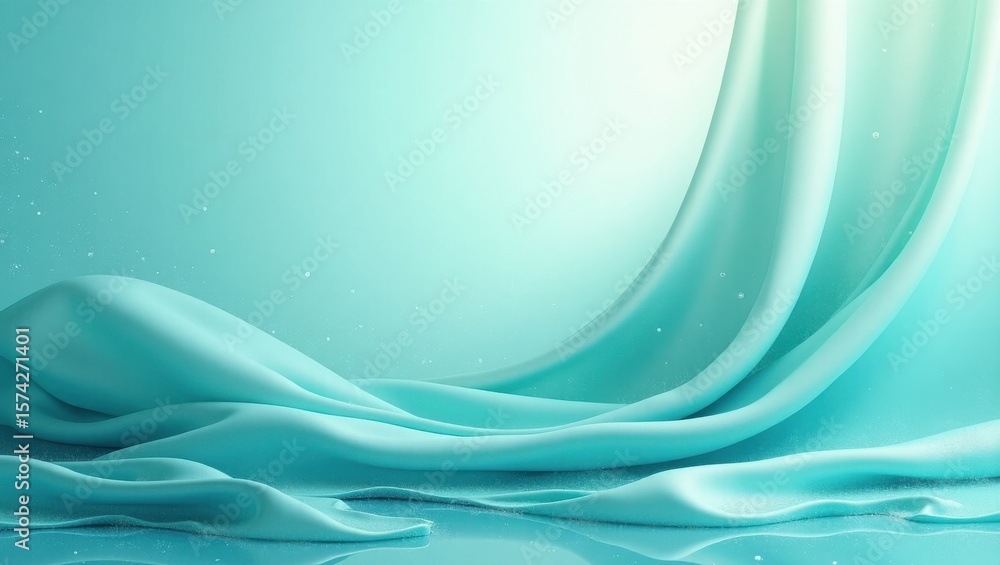 Fototapeta premium Soft Waves of Serenity in Gentle Aqua Dreamy Fabric Flow