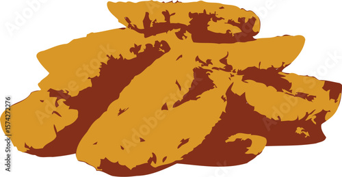 Golden brown seasoned potato wedges pile with crispy herb and garlic flavor food photography silhouette