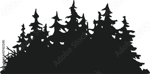 Evergreen Tree Forest Silhouette Vector Illustration